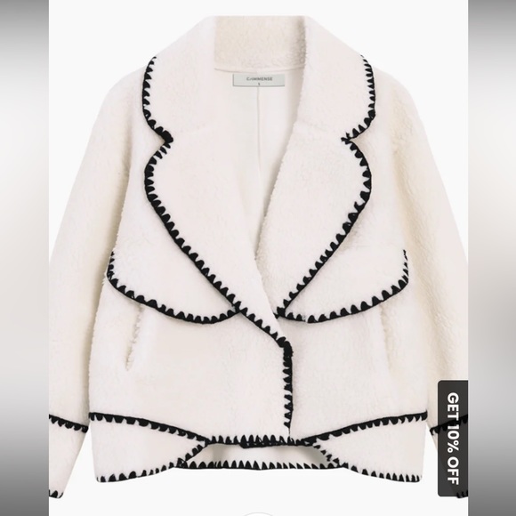 COMMENSE Embroidered Trim Fleece Kimono Jacket - Picture 1 of 6